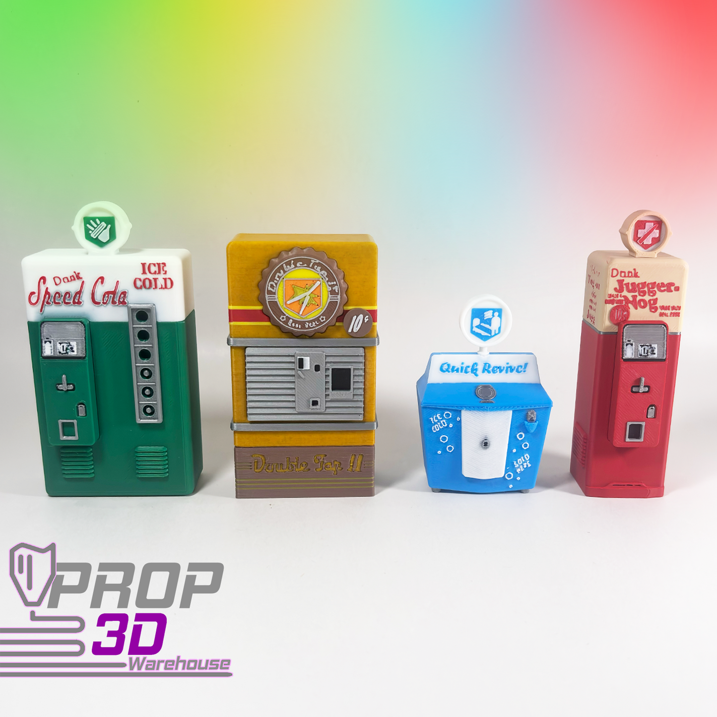 Miniature Perk Bundle - Juggernog - Quick Revive - Double Tap 2 - Speed Cola - Scale Model Parody Perk Machine, Zombies Inspired.